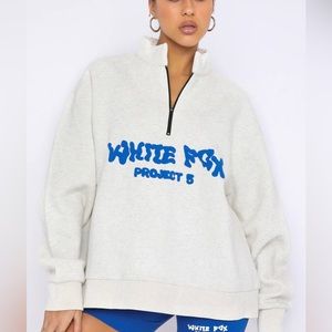 White Fox Boutique Project 5 Zip Front Sweater Gravity Grey SIZE S/M